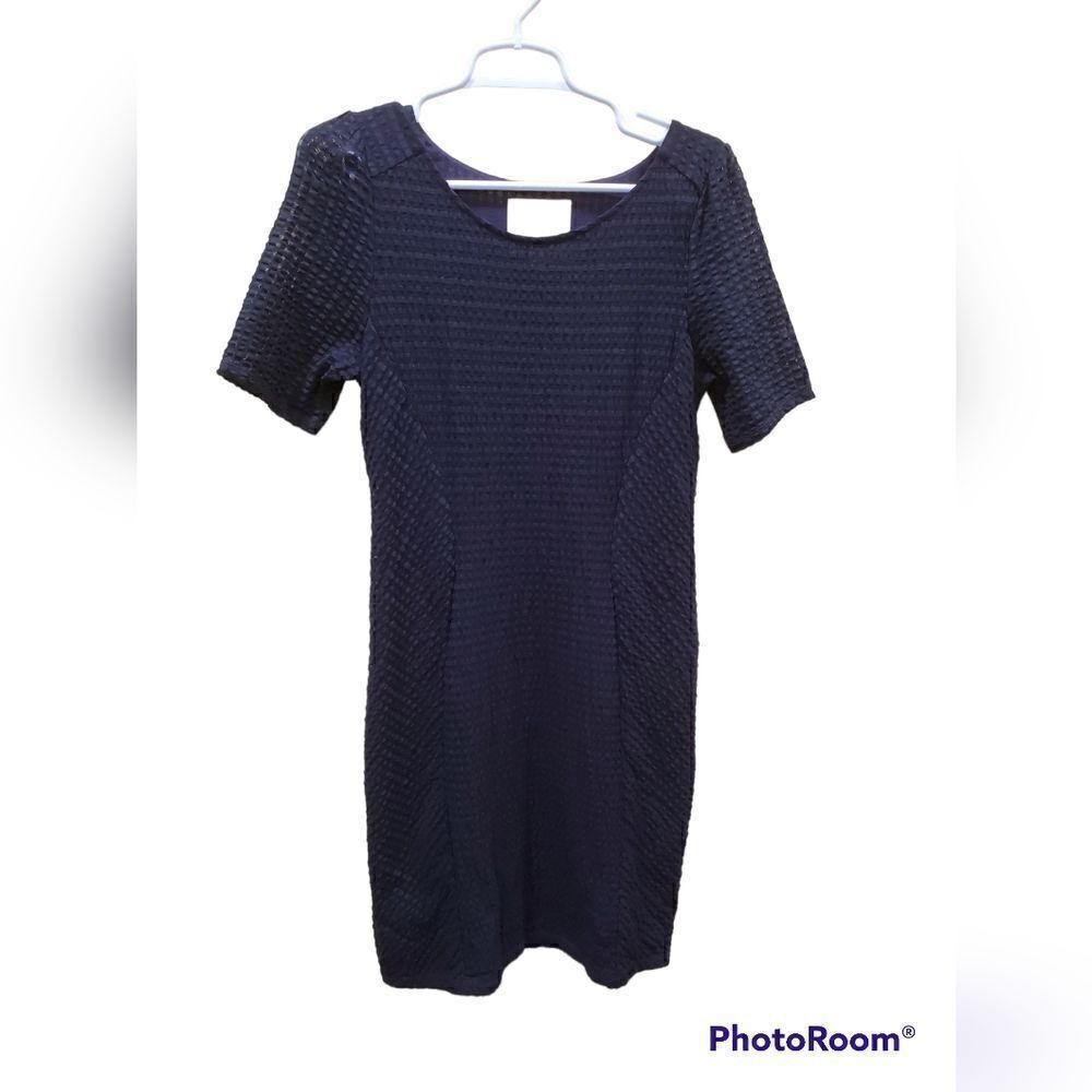 Maeve Anthropologie Navy Textured Knit Dress Medium
